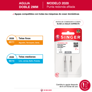 Aguja Doble 2028 para Puntadas Paralelas