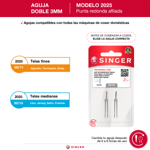 Aguja Doble 2025 para Puntadas Paralelas